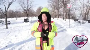 Busty Quebecer Eva shows off her huge tits and takes it in the ass