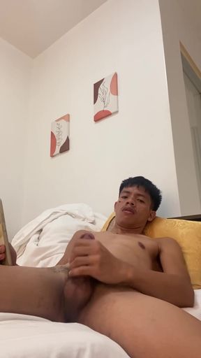 Filipino Twink Gets Hard, Jerking off to Explosive Cumshot