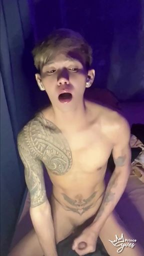 Filipino Inked Horny Twink Teasing and Masturbating Until He Cums