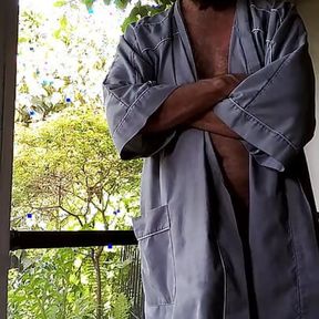 Pep talk from Hairyartist Will in his robe