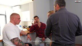 behind the scenes! cute funky town in hard double fucking on the set of porn with her stepbrothers!