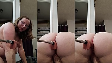 Heidi uses her machine on her ass for the first time