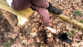 Naked vagina spanking near hiking way