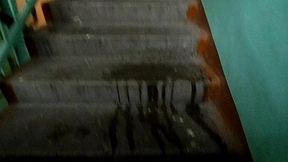 piss in jeans. mature milf urinates on the common stairs. public dirty fetish. amateur.