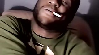 Black homosexual first-timer Kel has BIG BLACK COCK fellated while stroking off