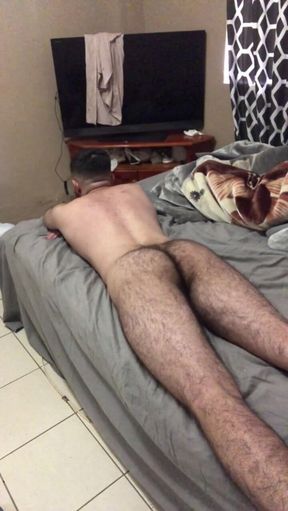 Naked 19 male sexy big ass farting like a pig in bed