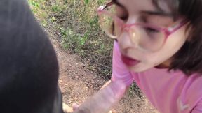 Latina teen pleases in the woods