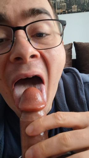 Sucking your cock until you cum in my mouth (dildo)
