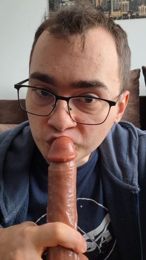 Sucking your cock until you cum in my mouth (dildo)