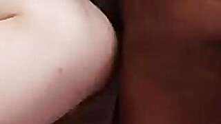 Ts ebony beauty bouncing on white cock