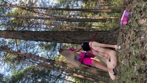 Verified Amateurs In Domina Evgenia - A Slave Tied To A Tree Sucking My Strapon And Eating My Ashes