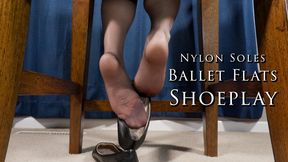 Nylon Soles Footplay Ballet Flats Shoeplay Pantyhose Under Chair - Kylie Jacobsx - WMV 1080p HD