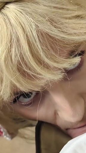 After the Oktoberfest, Horny Tranny Girl Gives Great Blowjob! He Cums on Her Tits!