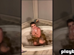 Huge boobs MILF posed in the jacuzzi