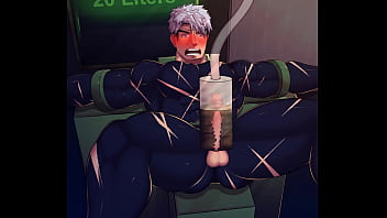 Hero Suit Milking and Dildo Fucking Extreme