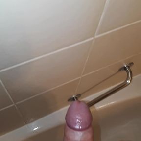 A lot of cum in hotel bathtub