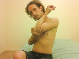 Topless Transgirl Licking Her Elbow and Showing U How To, Yourself
