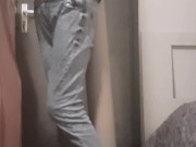 tied to pole, wetting jeans till cumshot