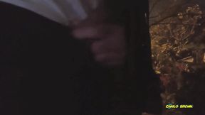 peeing and jerking my big uncut latino cock outdoors in public until i shoot a nice thick cum load and taste it