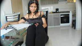 Hot Indian brunette bounces her huge ass on thick cock until she cums hard