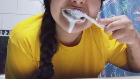 Brushing your teeth and tongue