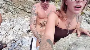 Pickup On The Beach Ended With An Orgy In A Public Place!