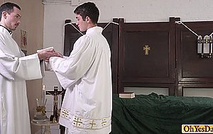 Old priest lets twink lick his big cock and fucks him