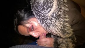 Midnight Blowjob in Stockings & Shearling Coat - Public Tease 295