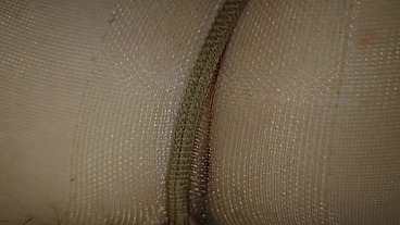Nylonjunge fingert meine behaarte Fotze