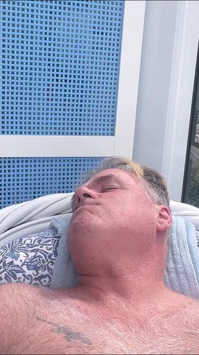 Hunk Stepdaddy Bear Naked Sunbathing in the Veranda 6