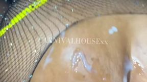 HOT housewife loves sneaky links late night behind her apartment at night