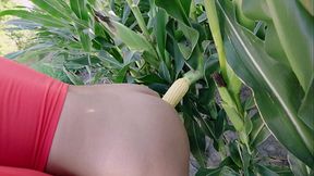 Sam Zee Play With Real Corn In Field Pussy/Ass &amp_ Fucked DP