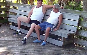 Daddies Have Outdoor Fun in Public Park