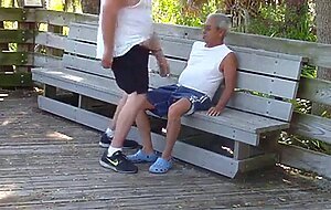 Daddies Have Outdoor Fun in Public Park
