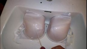 piss  , soaked satin bra