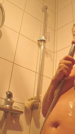 Horny Masturbation, Pee and BJ of a big Dick under Shower - Little Sunshine MILF   Clip 2