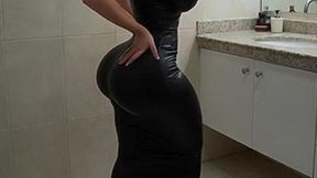 Petite Big Ass Aunt Dancing in the Bathroom Mirror