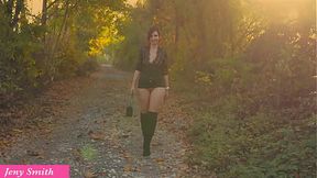 Jeny Smith teasing her butt and pussy outdoor and masturbating
