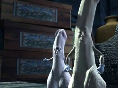 Horny 3D hentai bitch rub a huge dick