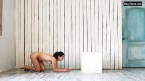 ”Adorable brunette with small boobs enjoying her profession”