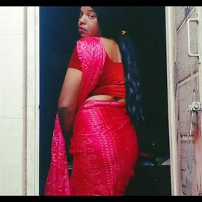 Hot sissy boy beautiful look in pink saree