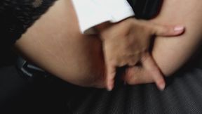 Fingering my wet pussy backseat of a car