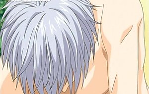 Tied up anime boy licking a intense firm cock and riding