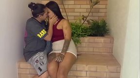 While I'm playing with my cell phone, I receive a visit from my lover who can't control his desire to fuck me