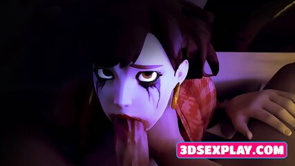 Overwatch 3D DVa Gets a Huge Massive Dick in Her Little Mouth