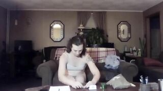 SEXY SLUT W/ BUTT PLUG STRIPS AND PLAY - EATS CUM