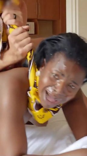 I caught this BUSTY EBONY maid cleaning... and she dropped to her knees for a sloppy BJ on my big dick   Clip 3