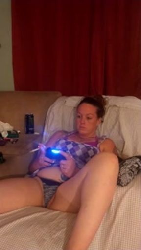 Roommate filming up my miniskirt while I smoke and play video games