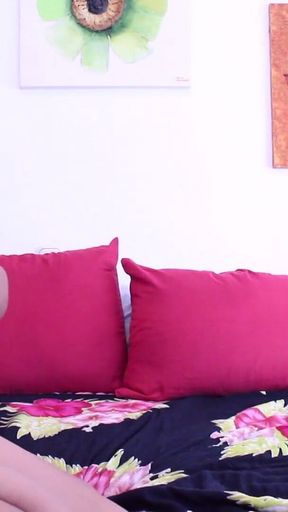 Hot Asian Ladyboy Is Playing with a Big Dildo