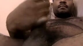 Sexy ebony stud KG jerks off his heavy shaft on his solo show